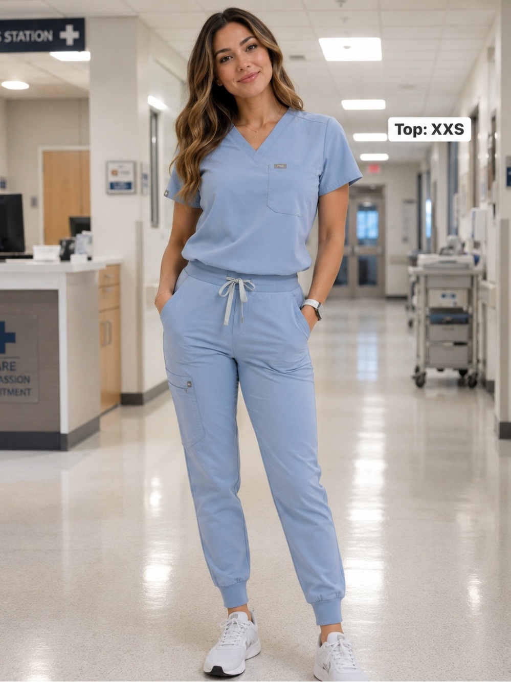 Figs Light Blue Women's Jogger Scrub Pants